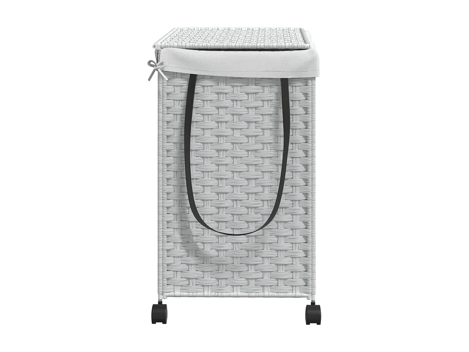 Panier à linge avec roulettes blanc 60x35x60,5 résine tressée