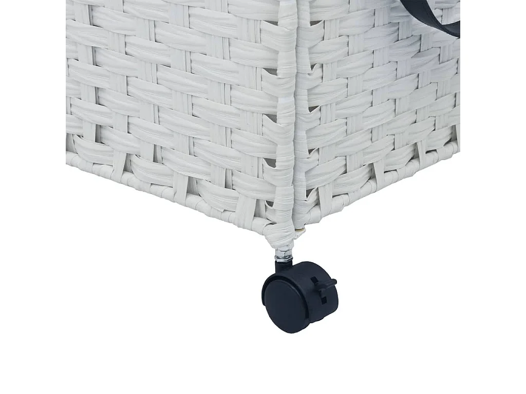 Panier à linge avec roulettes blanc 60x35x60,5 résine tressée