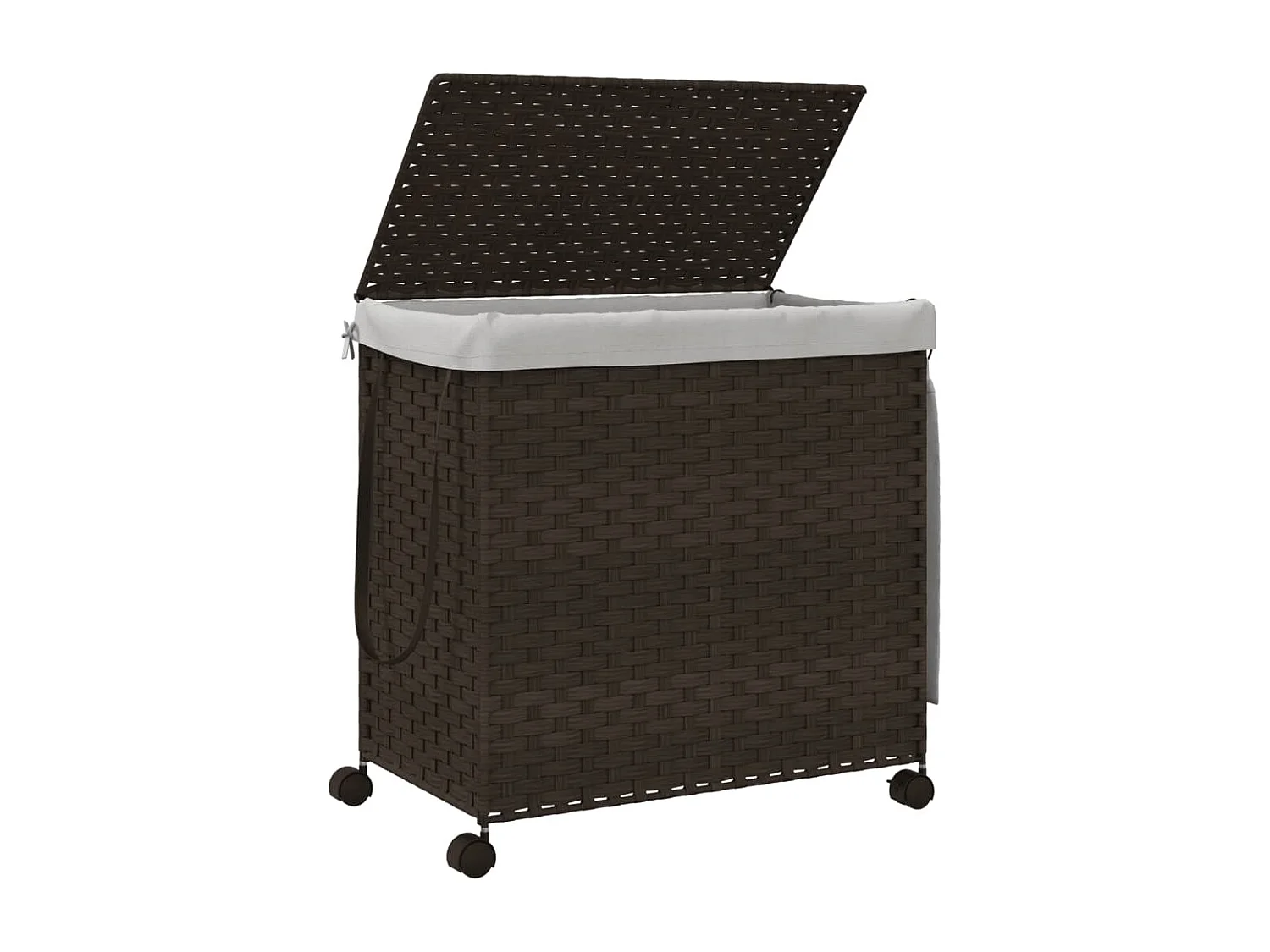 Panier à linge avec roulettes marron foncé 60x35x60,5