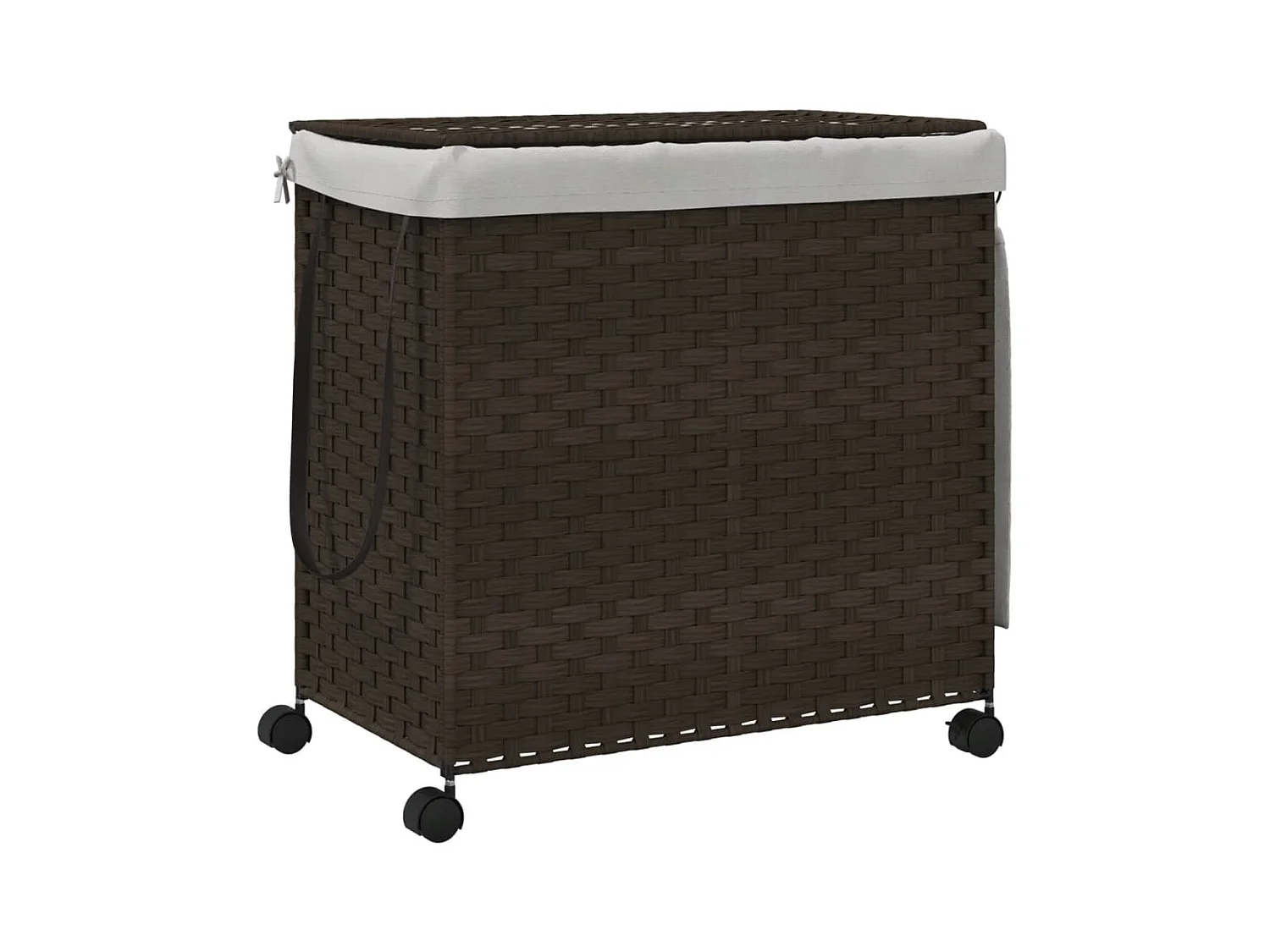 Panier à linge avec roulettes marron foncé 60x35x60,5