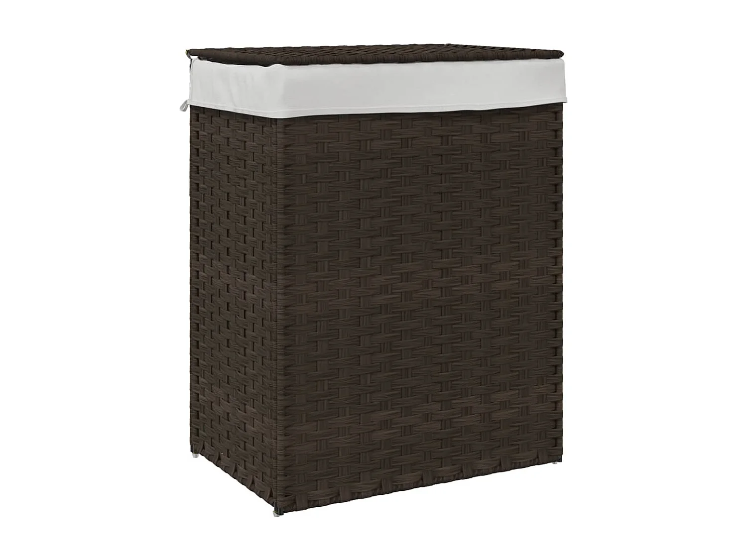 Panier à linge avec couvercle marron foncé résine tressée