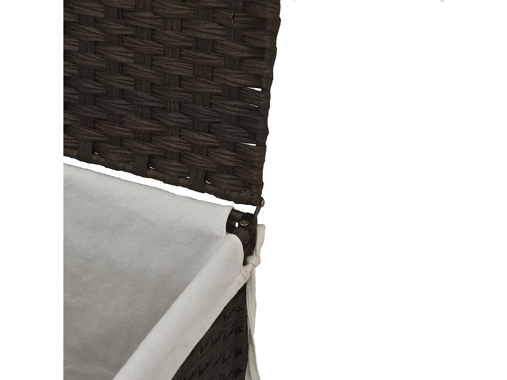 Panier à linge avec couvercle marron foncé résine tressée