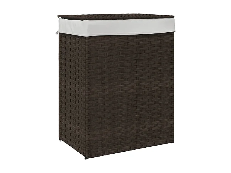 Panier à linge avec couvercle marron foncé résine tressée