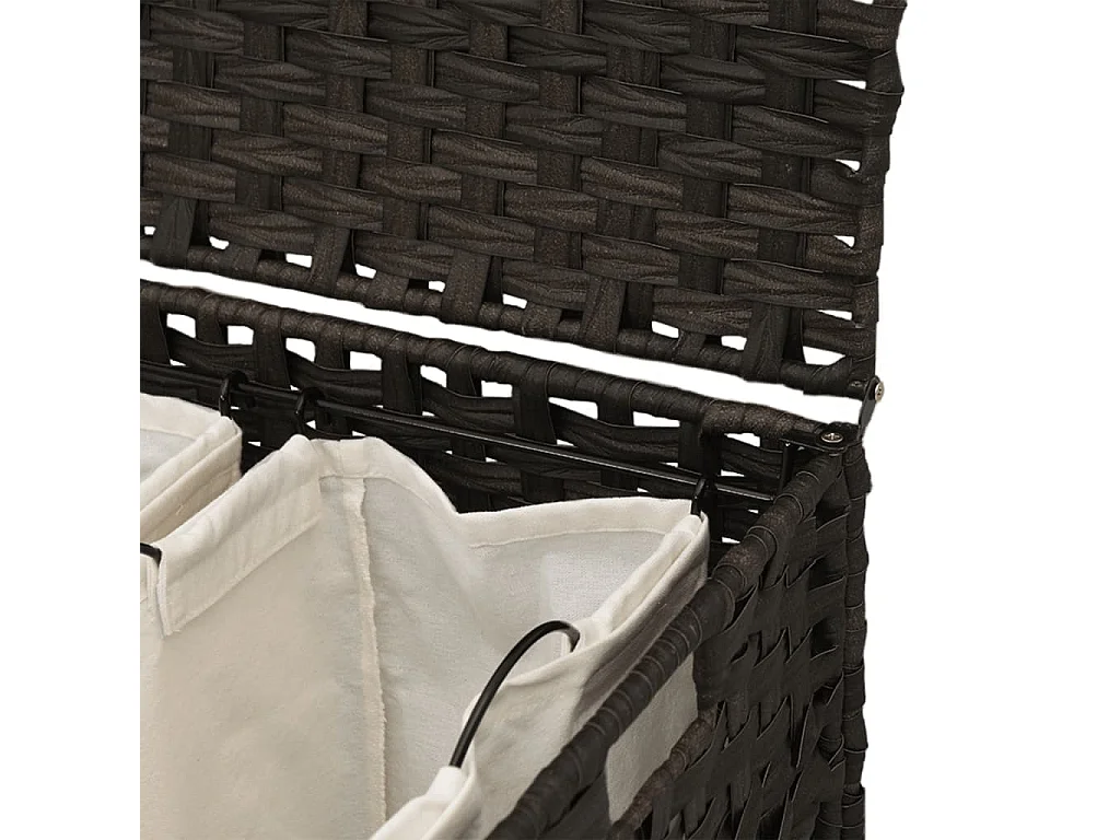 Panier à linge avec roulettes marron foncé 66x35x60