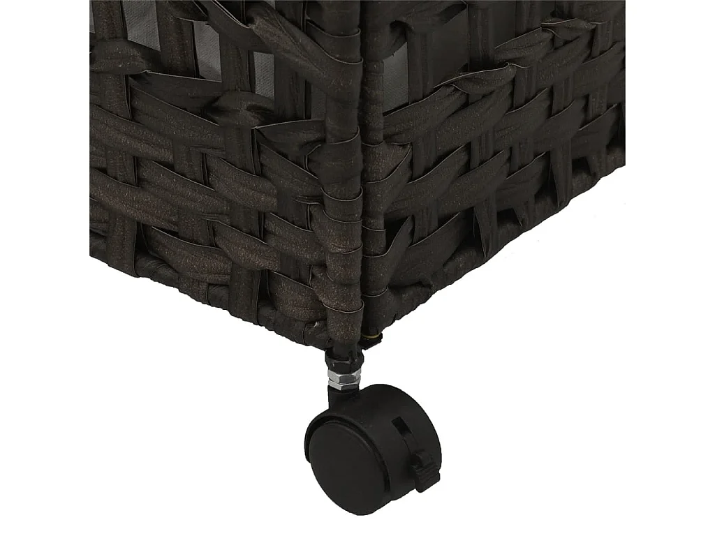 Panier à linge avec roulettes marron foncé 66x35x60