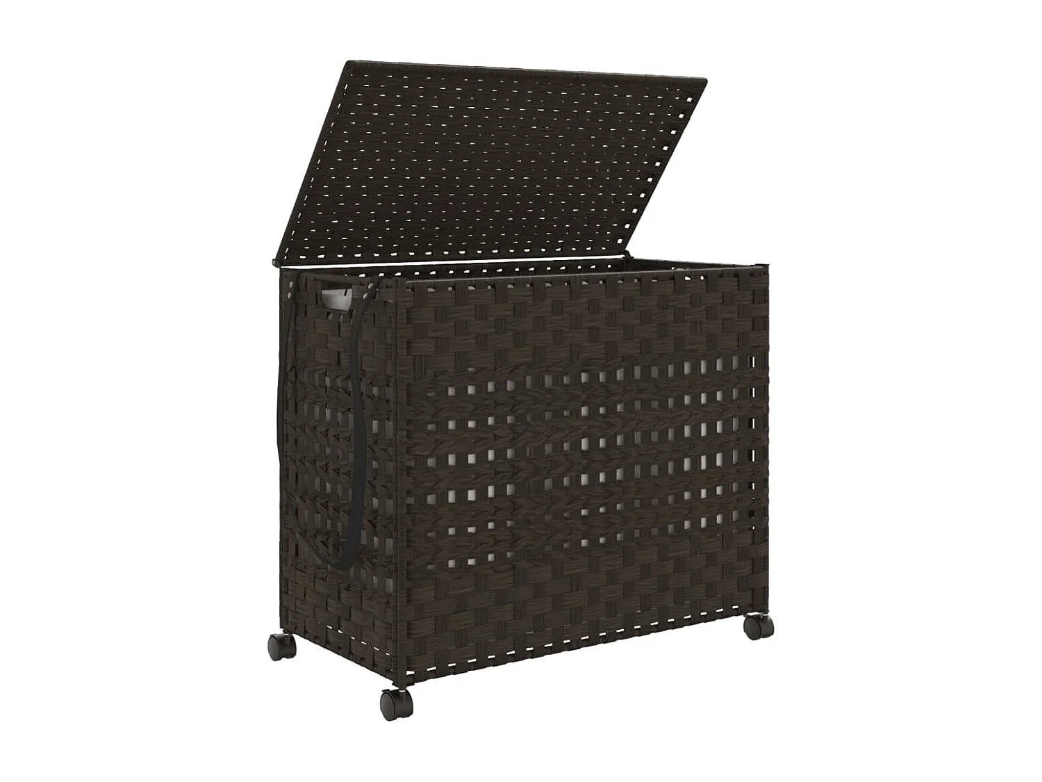 Panier à linge avec roulettes marron foncé 66x35x60