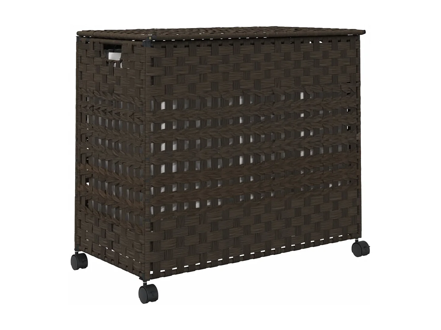 Panier à linge avec roulettes marron foncé 66x35x60