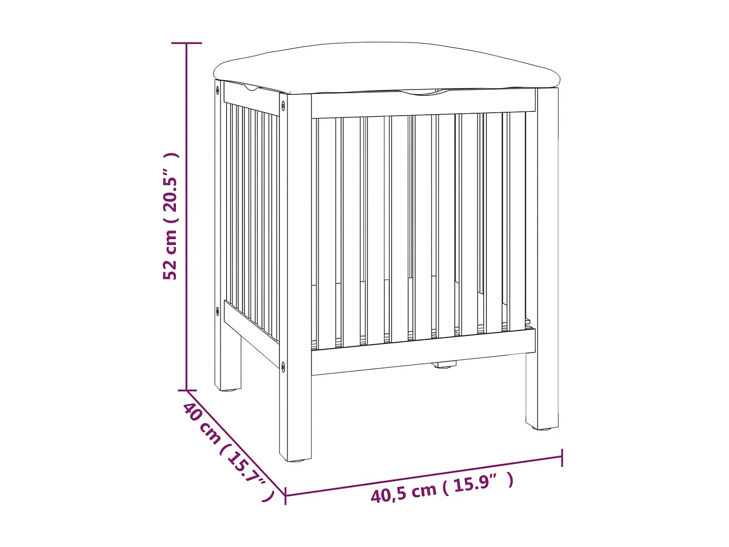 Tabouret de salle de bain 40,5x40x52 Bois massif de noyer