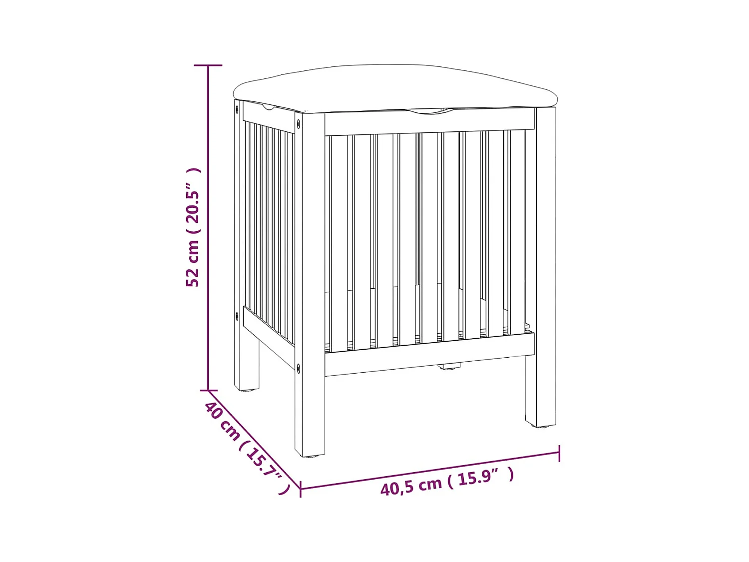 Tabouret de salle de bain 40,5x40x52 Bois massif de noyer