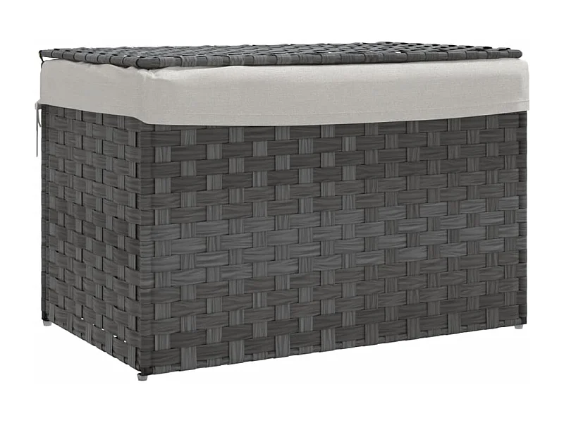 Panier à linge avec couvercle gris 55,5x35x34 résine tressée