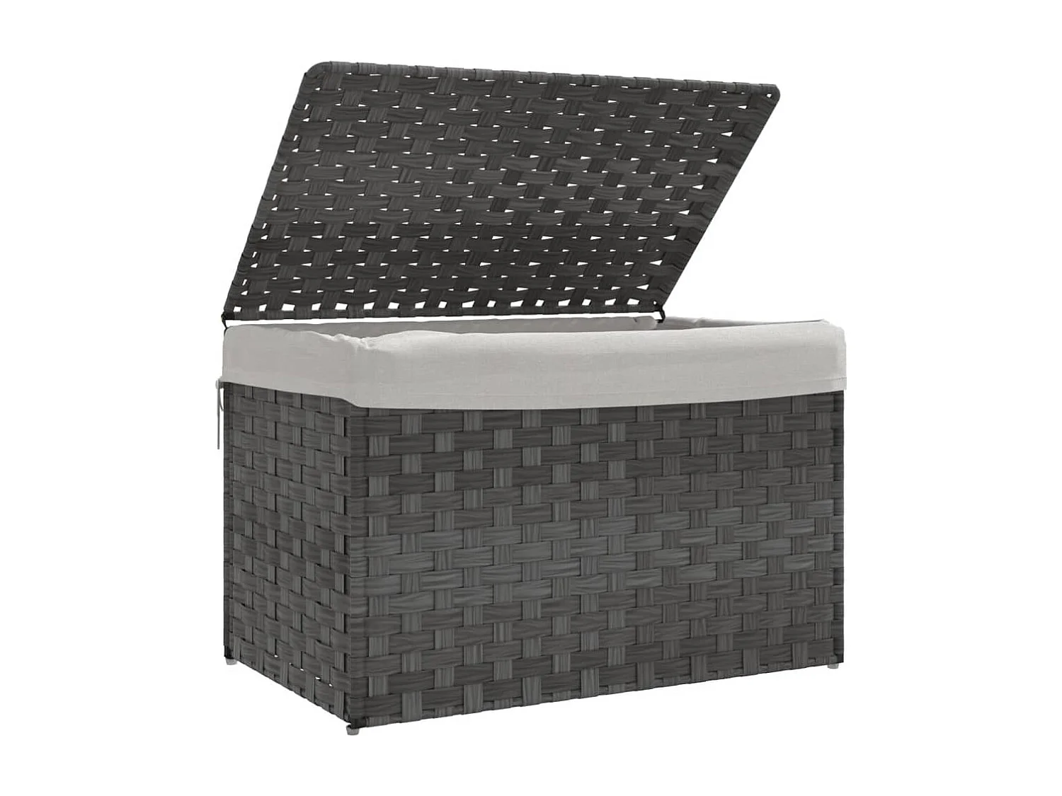 Panier à linge avec couvercle gris 55,5x35x34 résine tressée