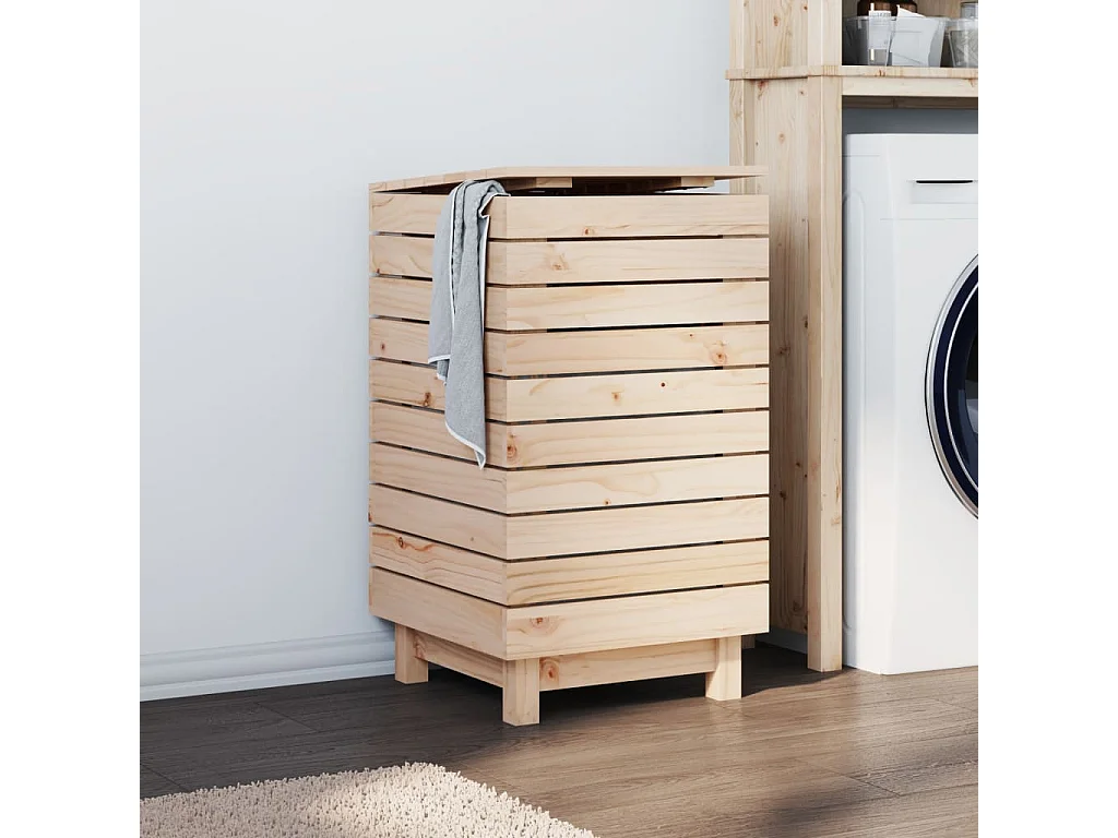 vidaXL Cesto para la ropa sucia madera maciza de pino 44x44x76 cm Marrón