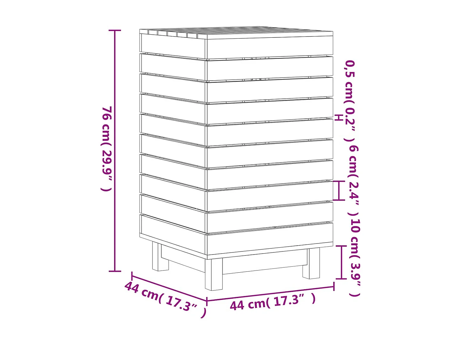 vidaXL Cesto para la ropa sucia madera maciza de pino 44x44x76 cm Marrón