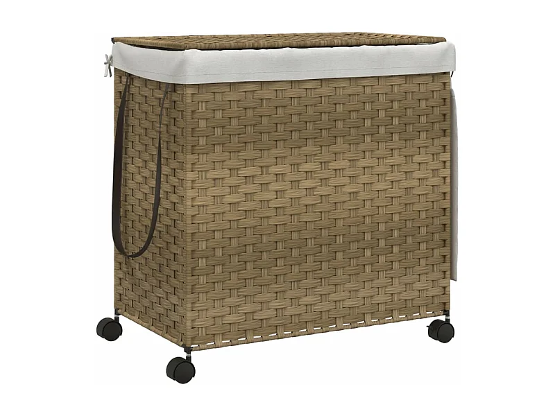 Panier à linge avec roulettes 60x35x60,5 résine tressée