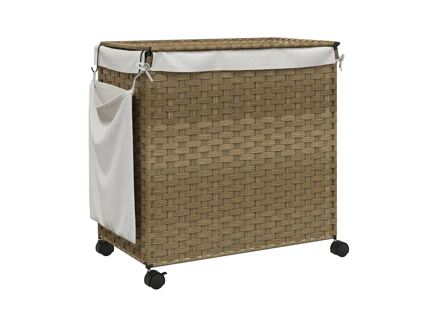 Panier à linge avec roulettes 60x35x60,5 résine tressée
