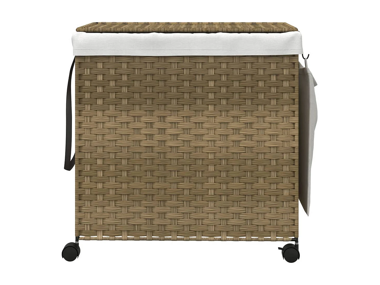 Panier à linge avec roulettes 60x35x60,5 résine tressée