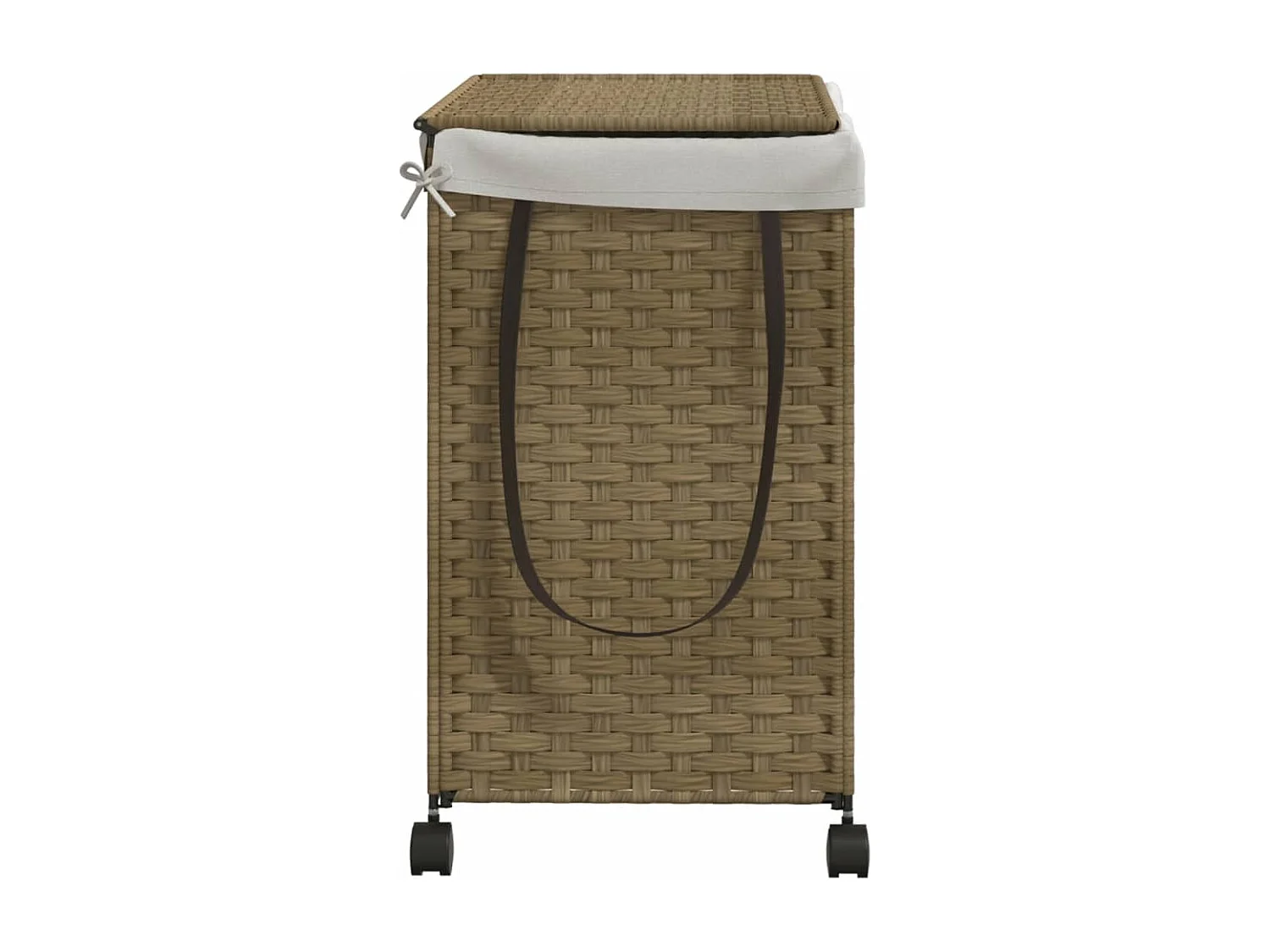 Panier à linge avec roulettes 60x35x60,5 résine tressée