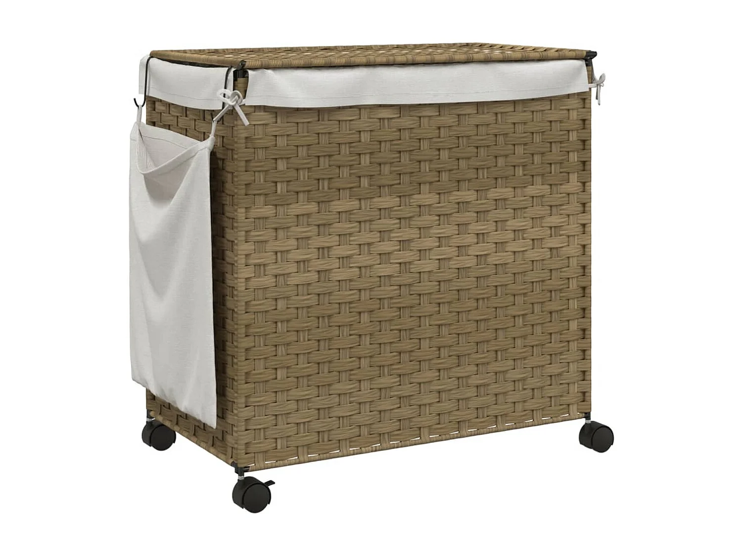 Panier à linge avec roulettes 60x35x60,5 résine tressée