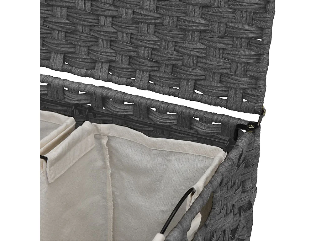 Panier à linge avec roulettes gris 66x35x60 résine tressée