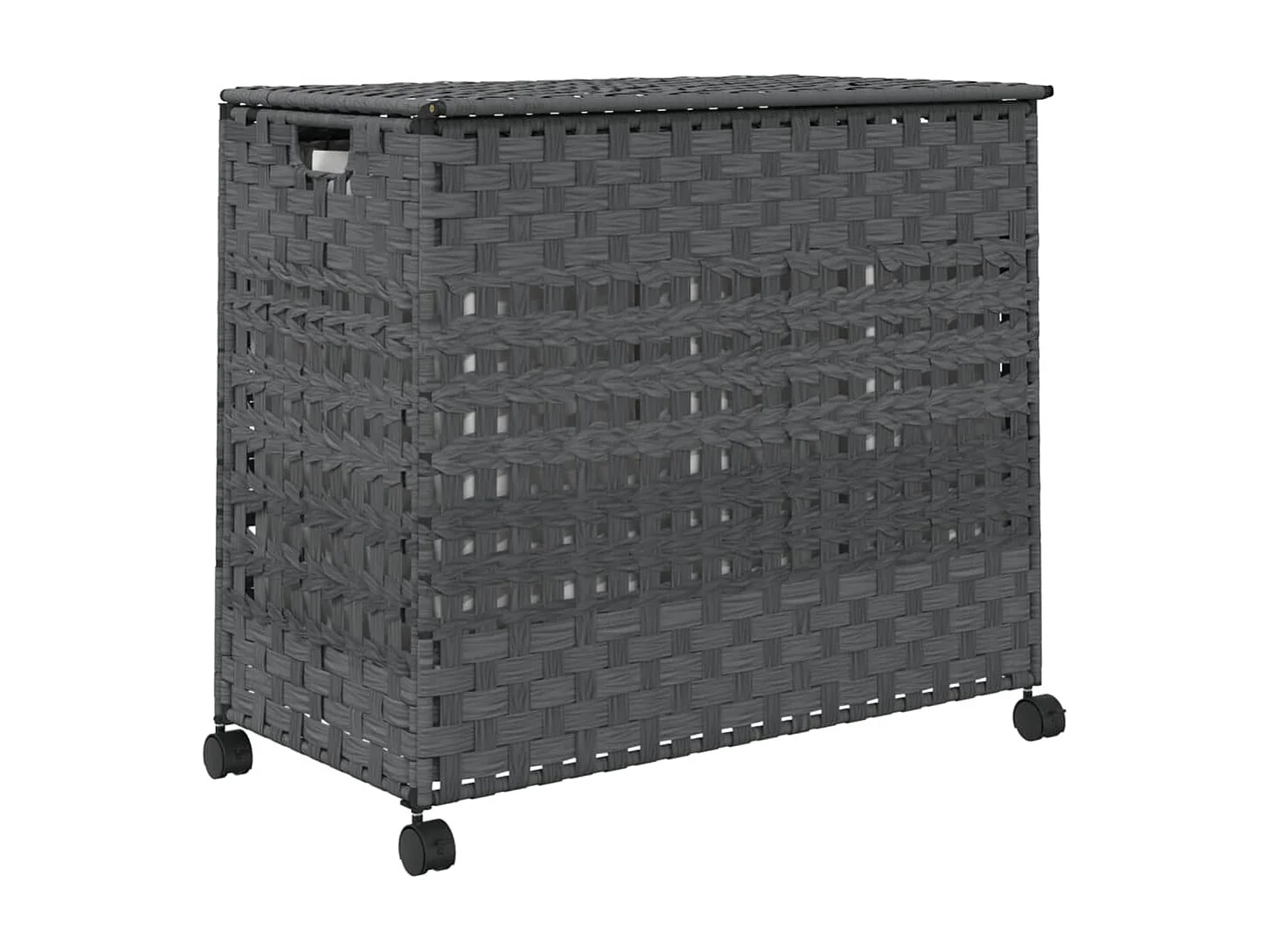 Panier à linge avec roulettes gris 66x35x60 résine tressée