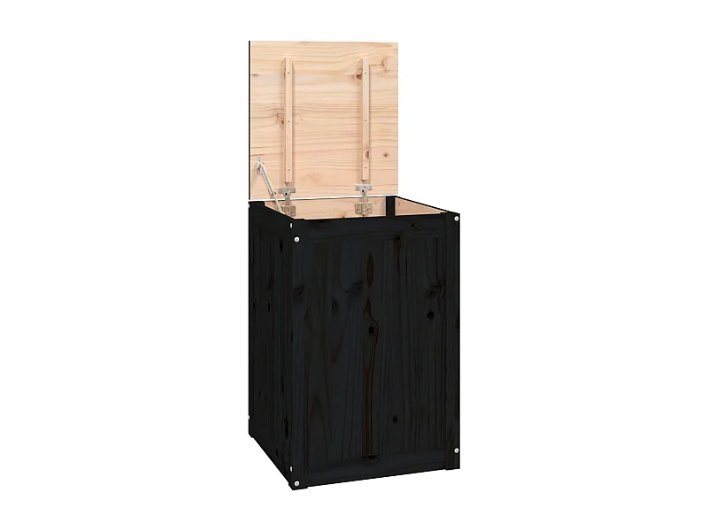 Boîte à linge Noir 44x44x66 Bois massif de pin