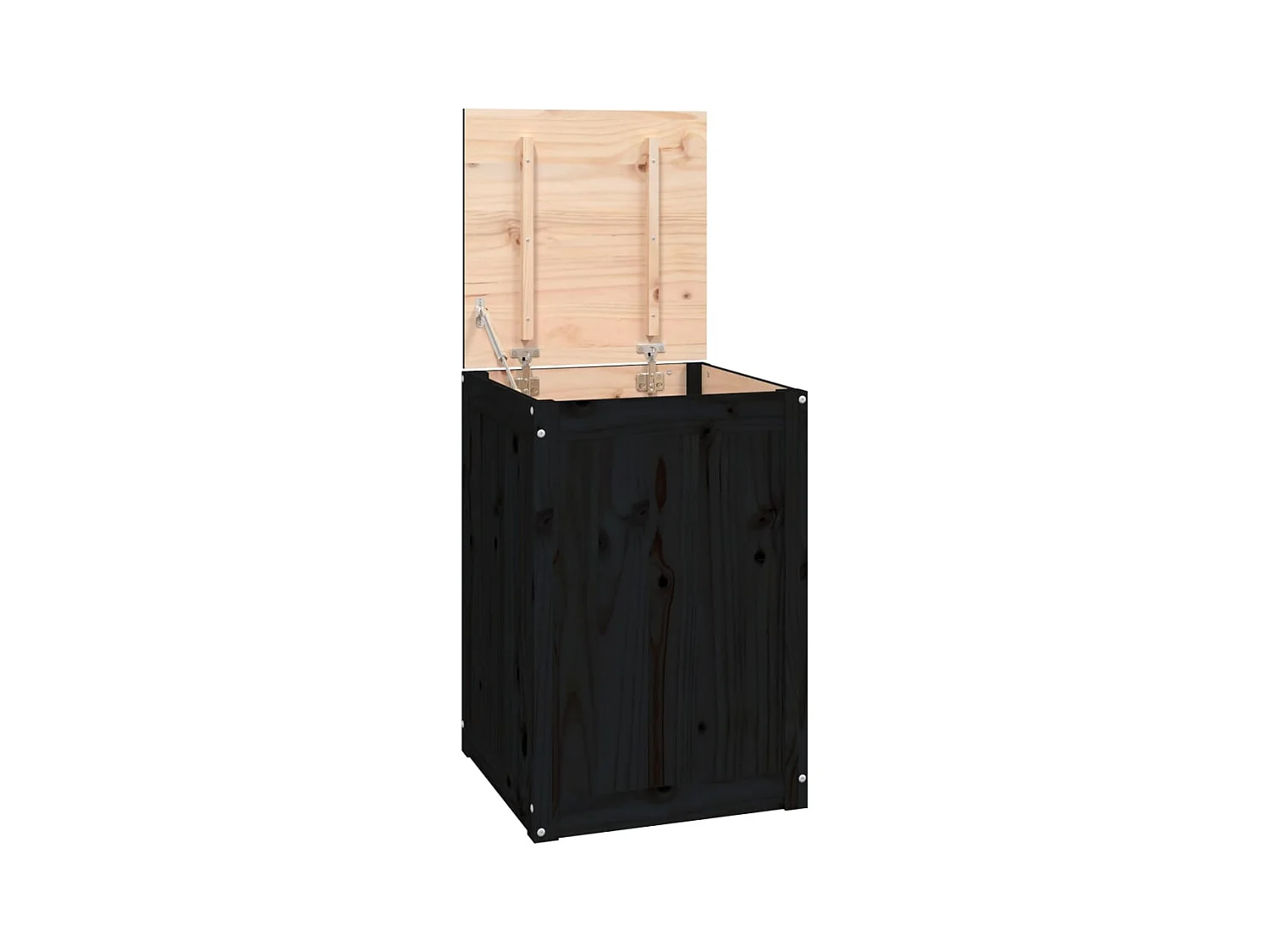 Boîte à linge Noir 44x44x66 Bois massif de pin
