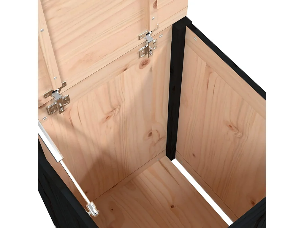 Boîte à linge Noir 44x44x66 Bois massif de pin