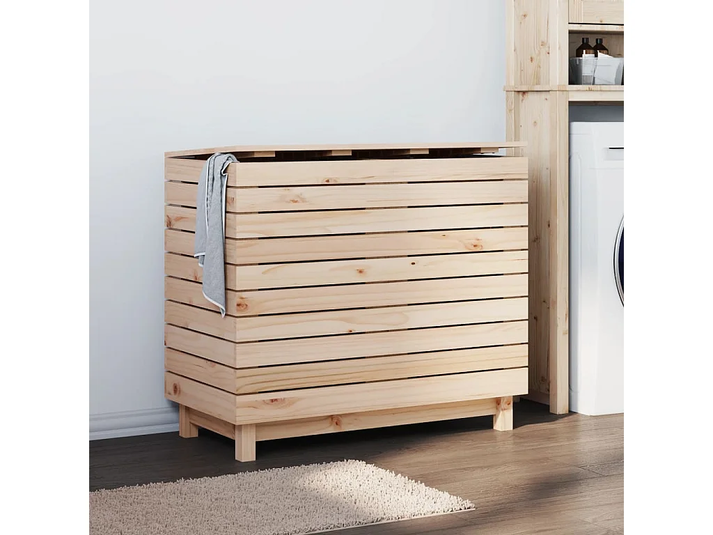 Panier à linge 88,5x44x76 bois massif de pin