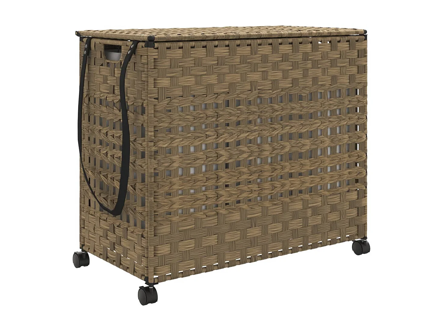 Panier à linge avec roulettes 66x35x60 résine tressée