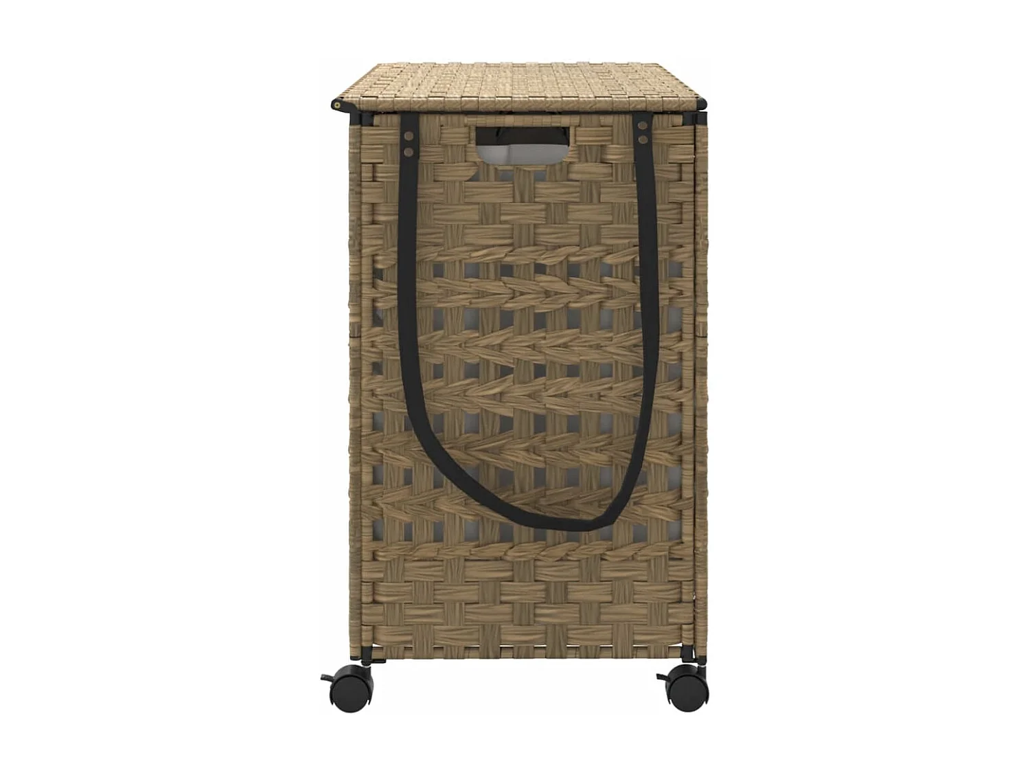 Panier à linge avec roulettes 66x35x60 résine tressée