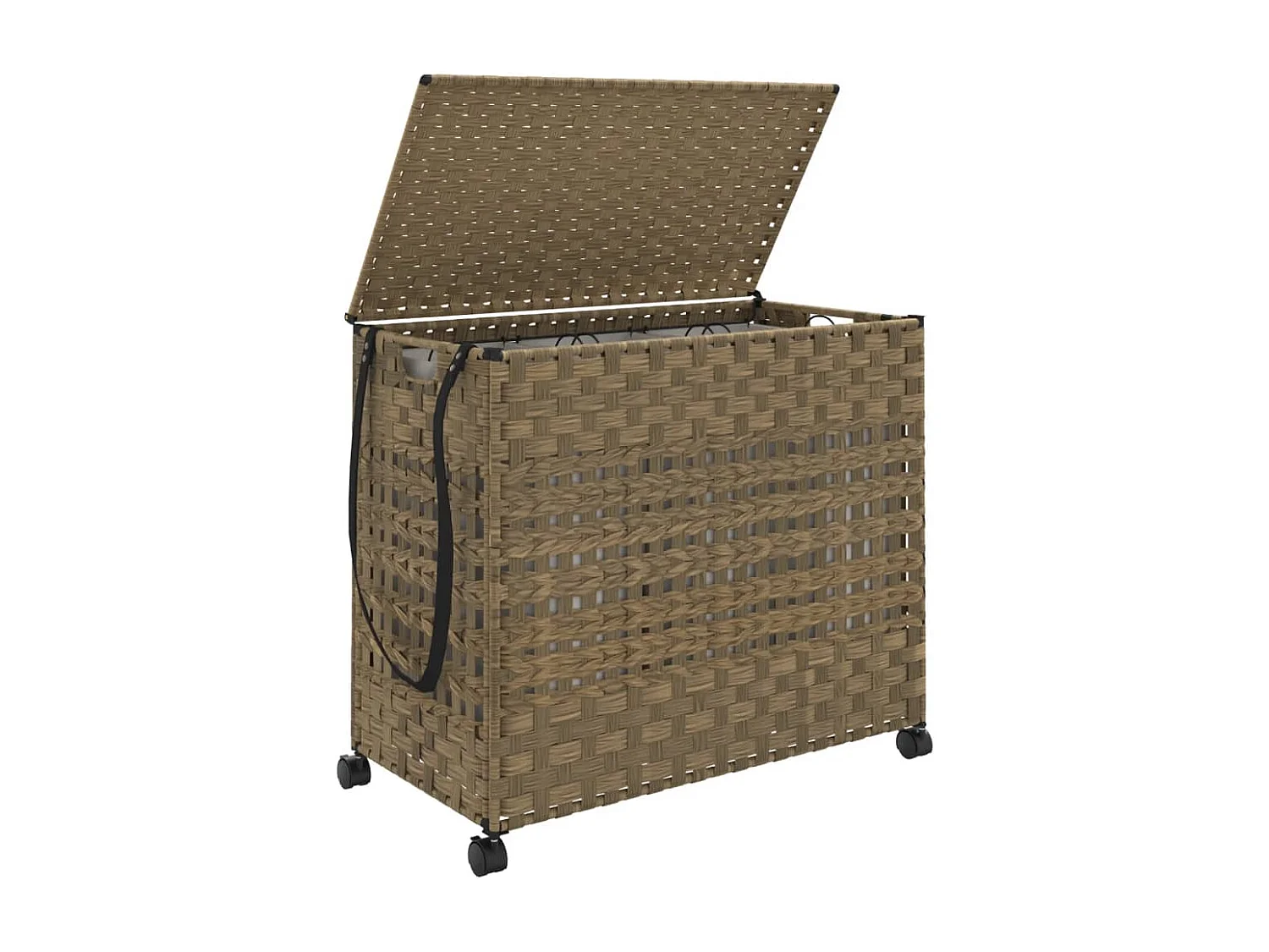 Panier à linge avec roulettes 66x35x60 résine tressée