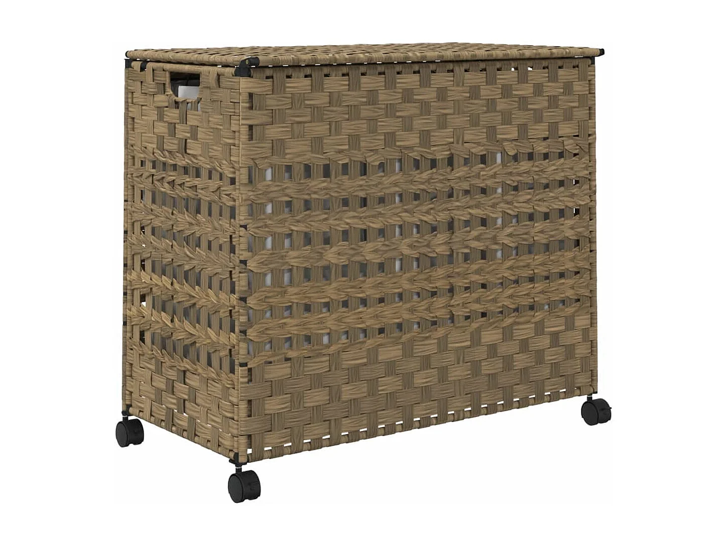 Panier à linge avec roulettes 66x35x60 résine tressée