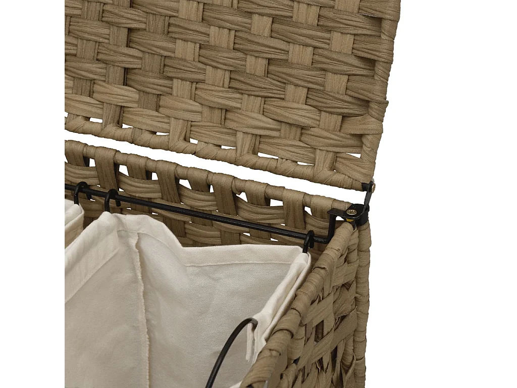 Panier à linge avec roulettes 66x35x60 résine tressée