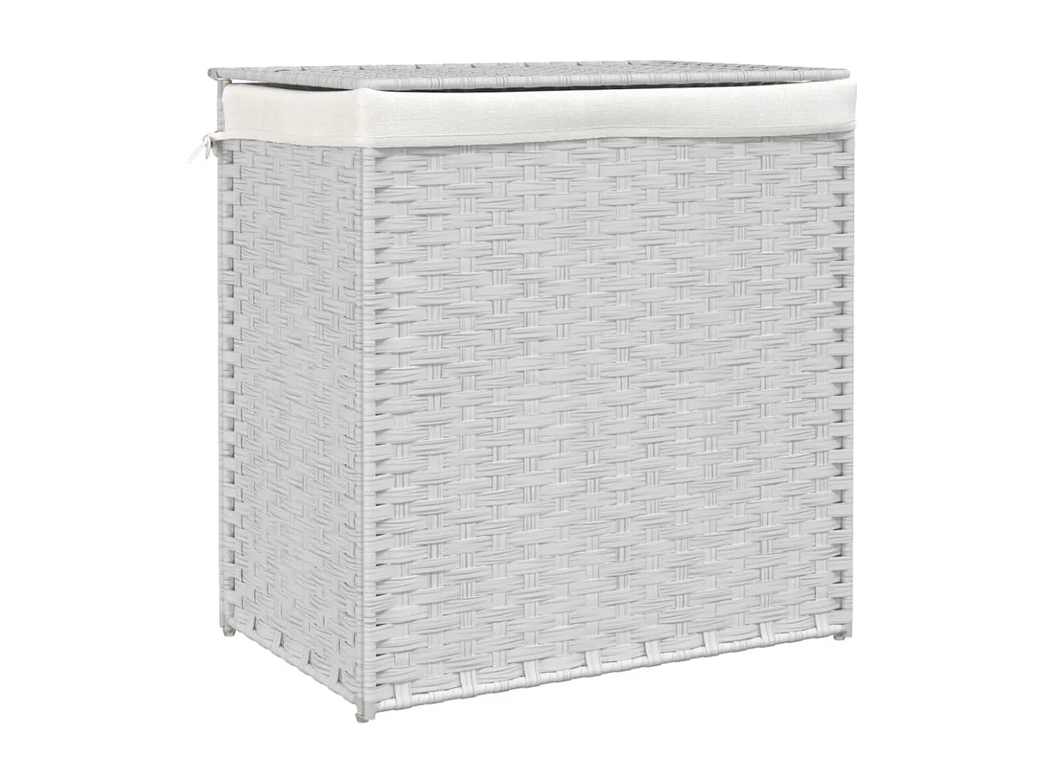 Panier à linge avec 2 sections blanc 53x35x57 résine tressée