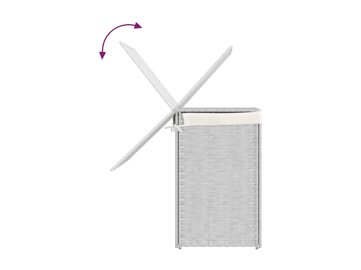 Panier à linge avec 2 sections blanc 53x35x57 résine tressée