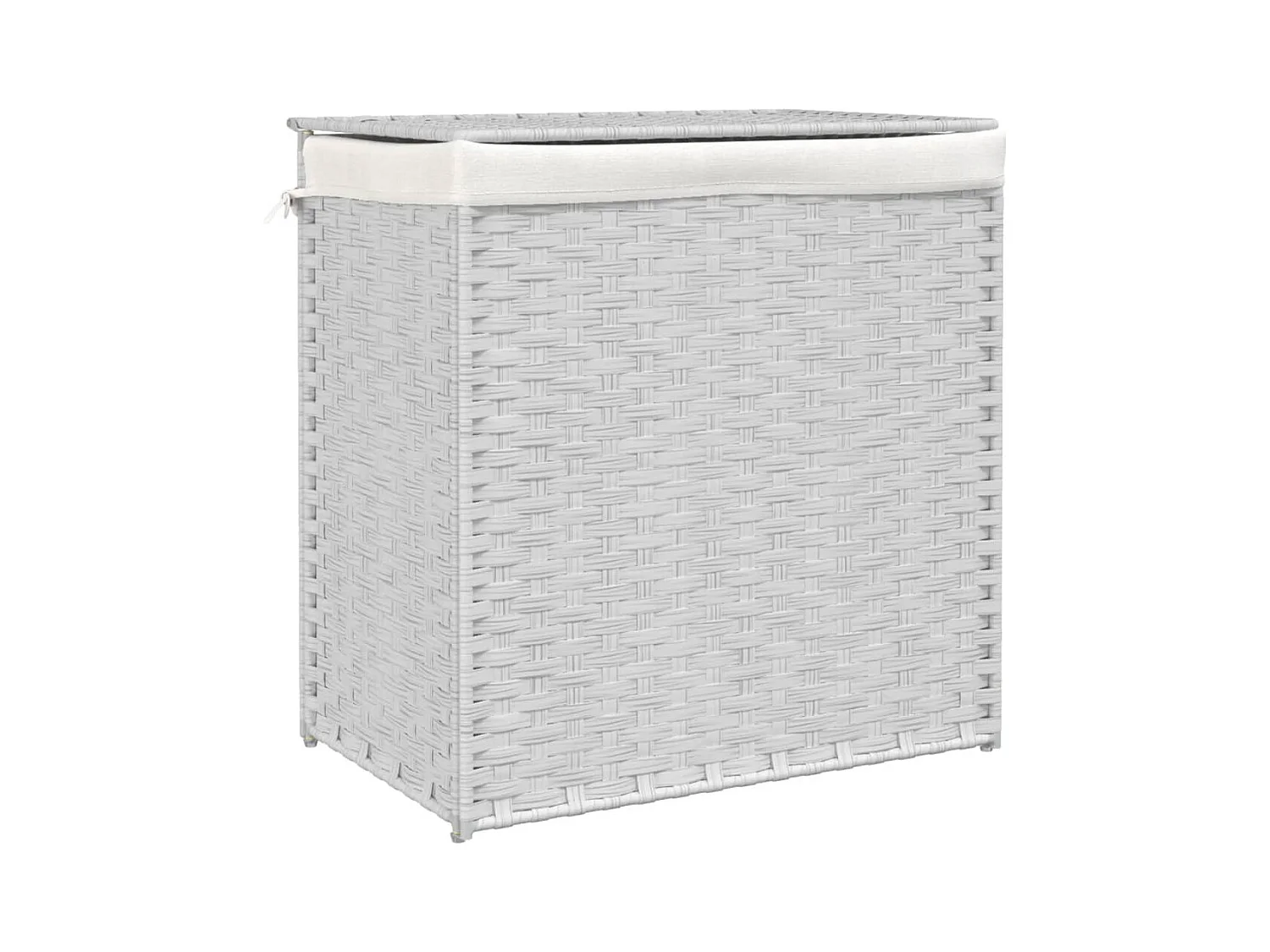 Panier à linge avec 2 sections blanc 53x35x57 résine tressée