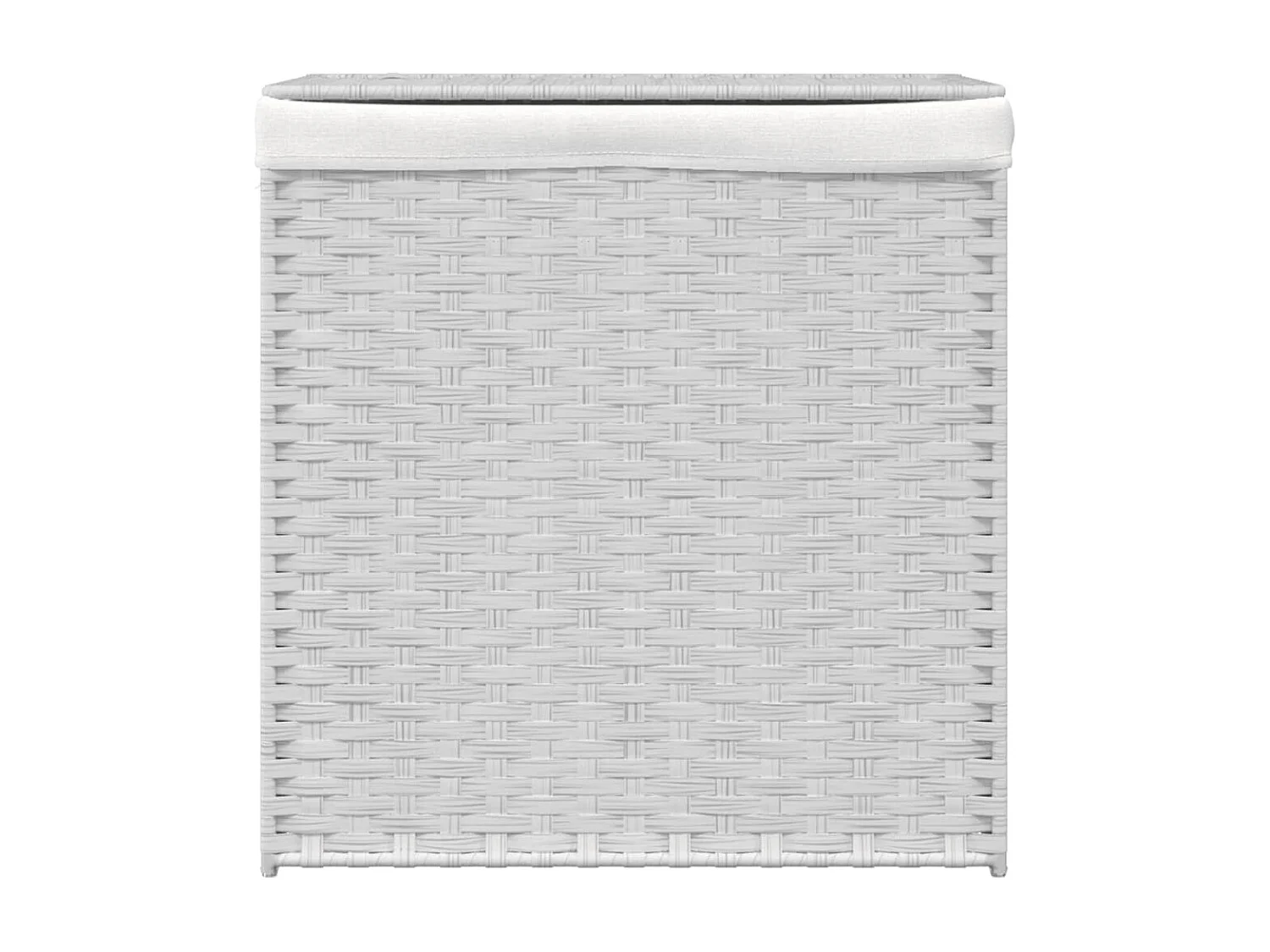 Panier à linge avec 2 sections blanc 53x35x57 résine tressée