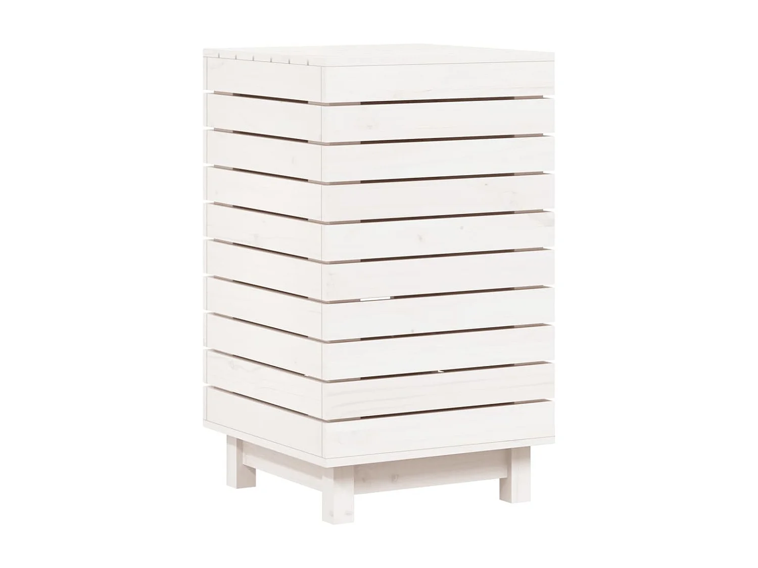 Panier à linge blanc 44x44x76 bois massif de pin