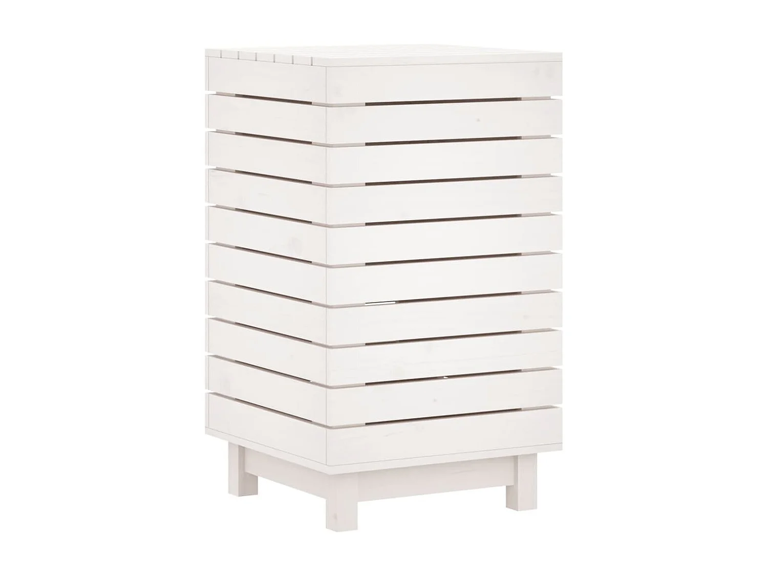 Panier à linge blanc 44x44x76 bois massif de pin