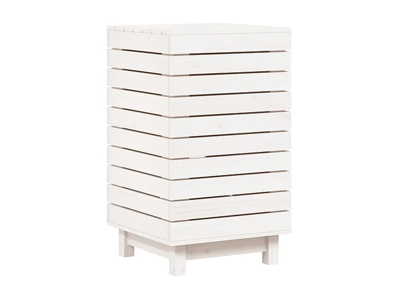 Panier à linge blanc 44x44x76 bois massif de pin
