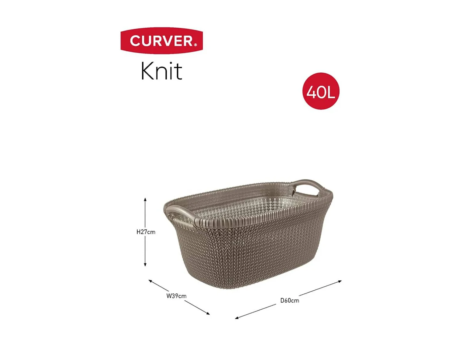 Curver Panier à linge Knit 40 L Marron métallique