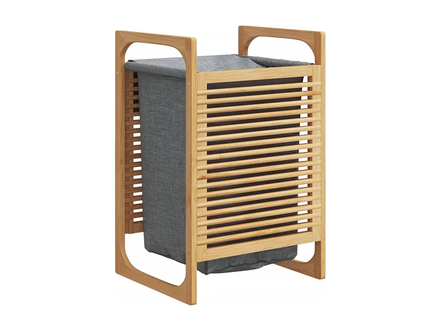 Panier à linge avec sac gris 32x30x36,5 bambou