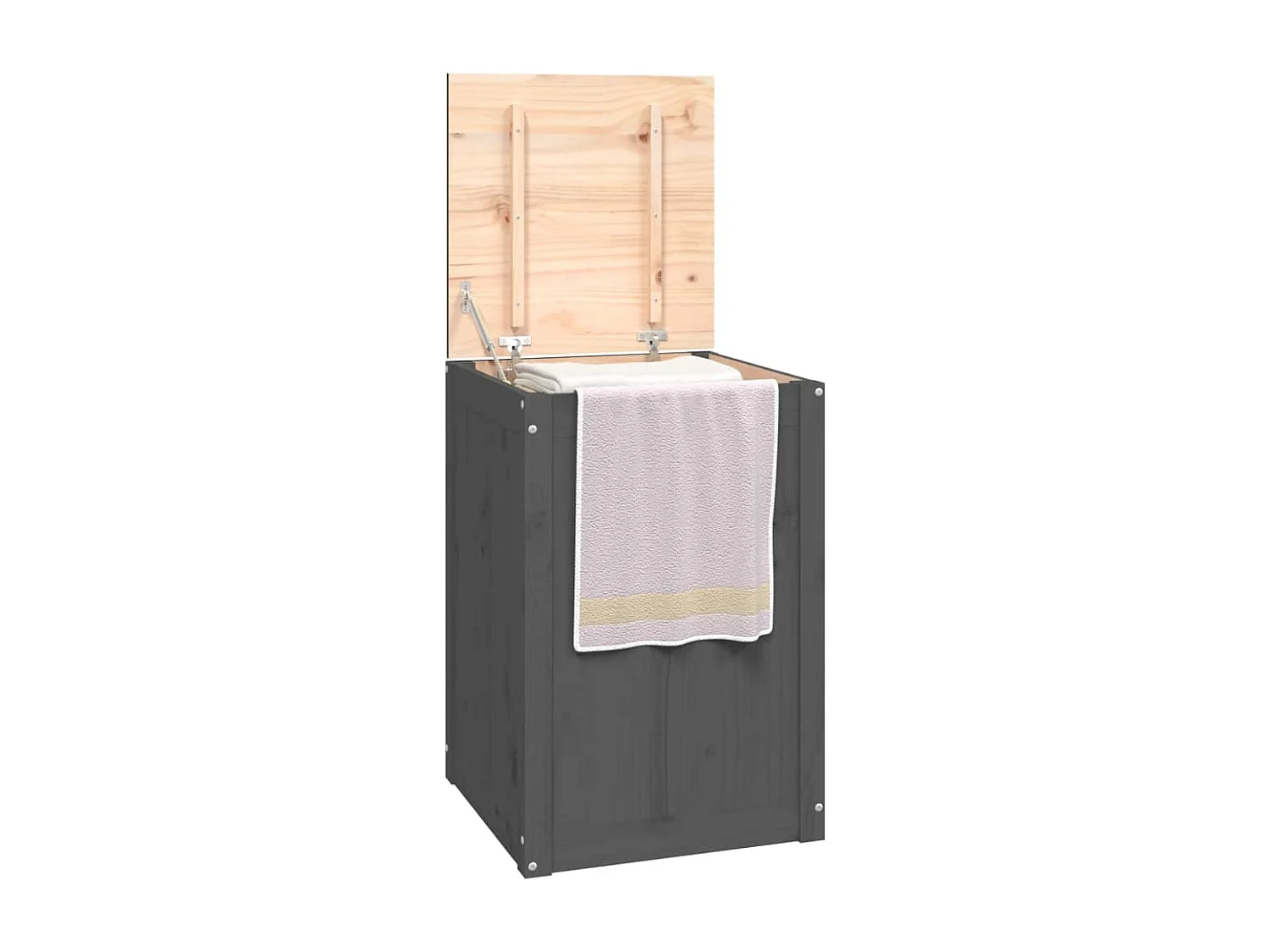 Boîte à linge Gris 44x44x66 Bois massif de pin