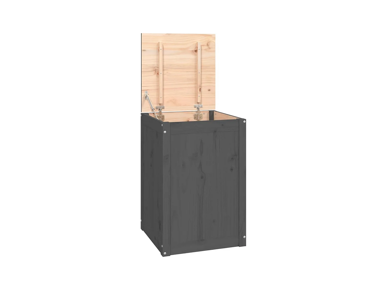 Boîte à linge Gris 44x44x66 Bois massif de pin