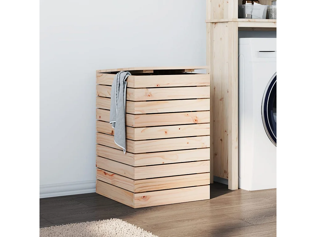 Panier à linge 44x44x66 bois massif de pin