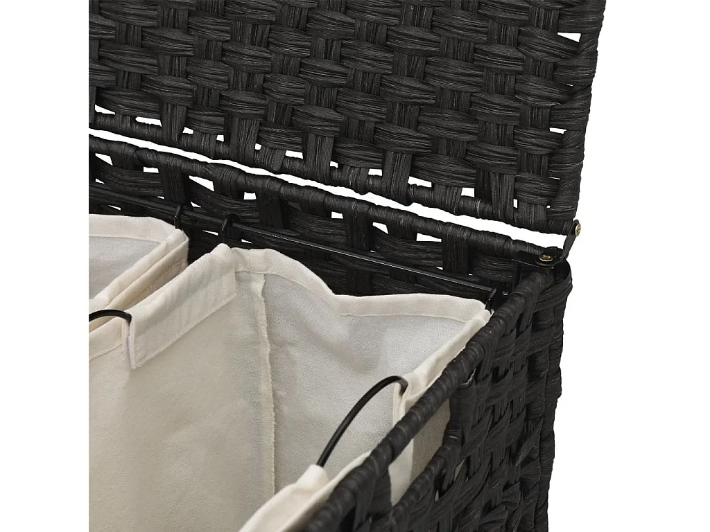 Panier à linge avec roulettes noir 66x35x60 résine tressée