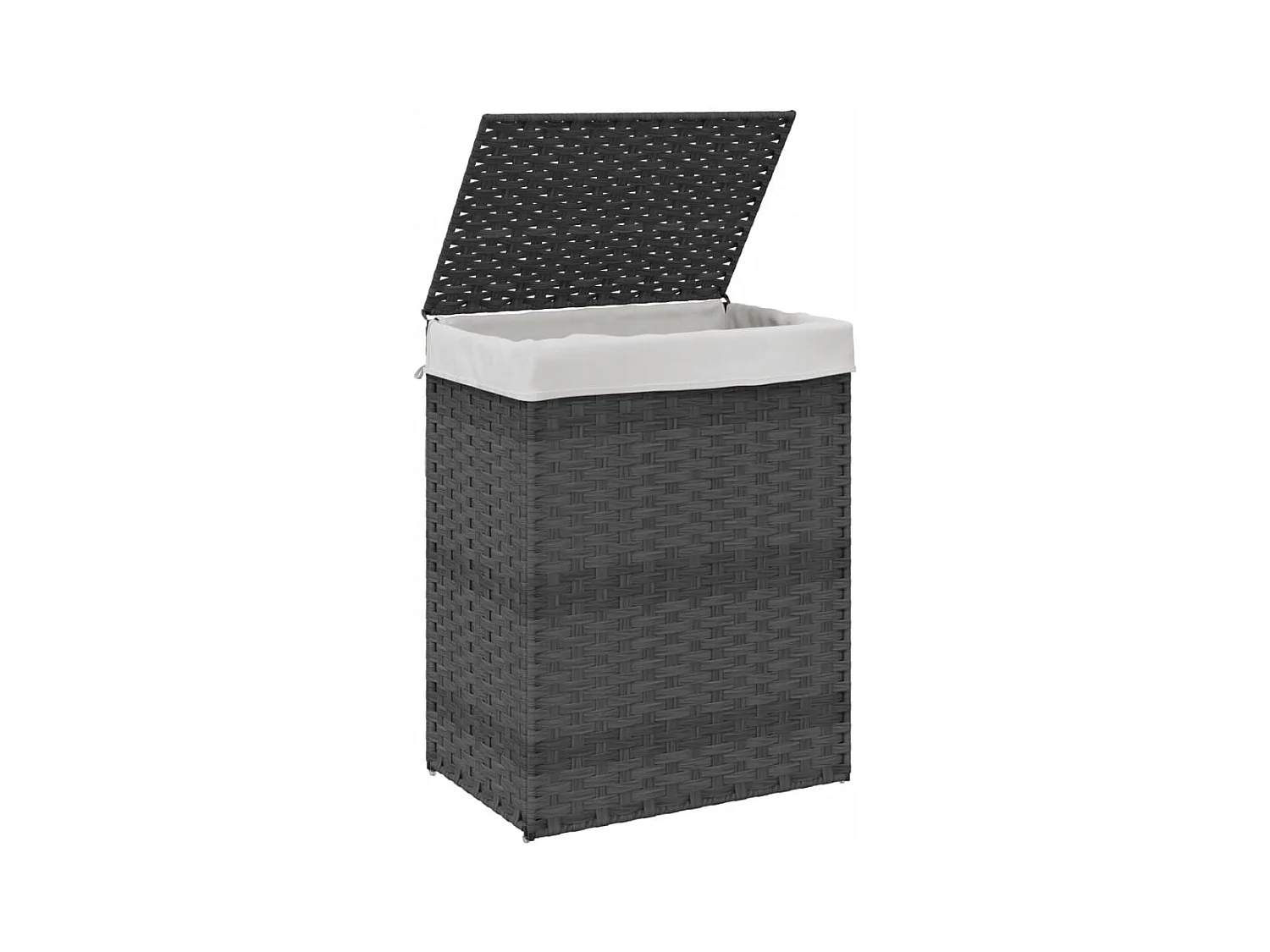 vidaXL Cesto para ropa sucia con tapa ratán sintético gris 46x33x60 cm