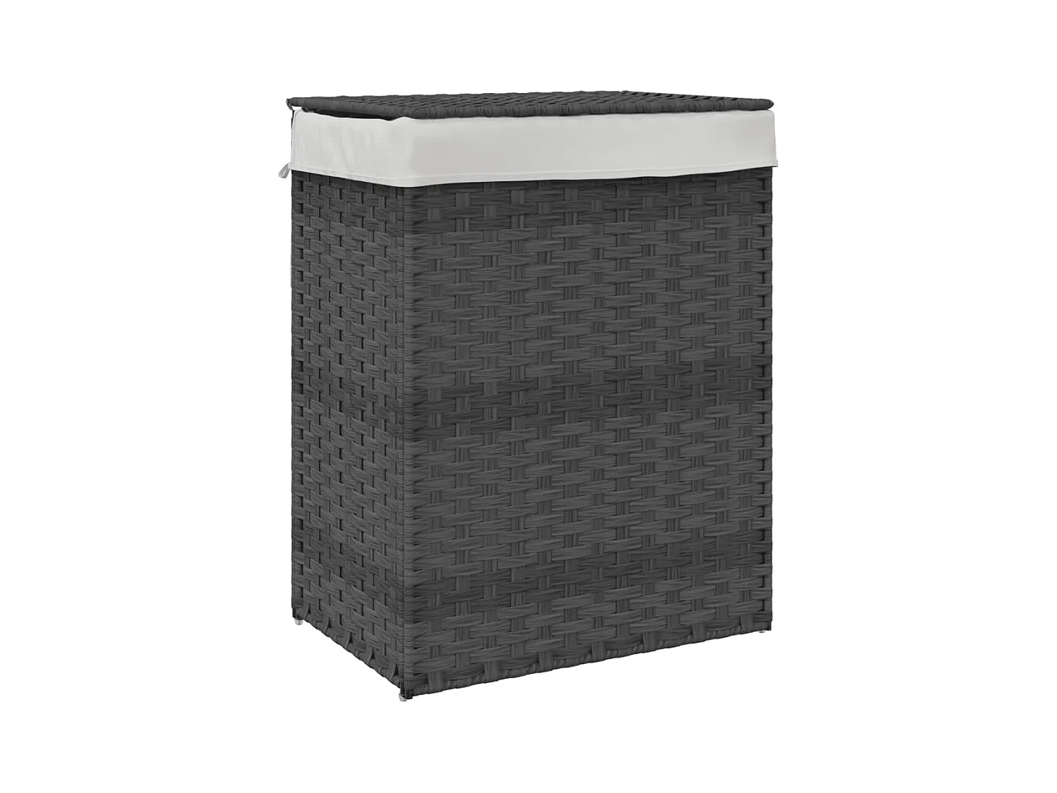 Panier à linge avec couvercle gris 46x33x60 résine tressée