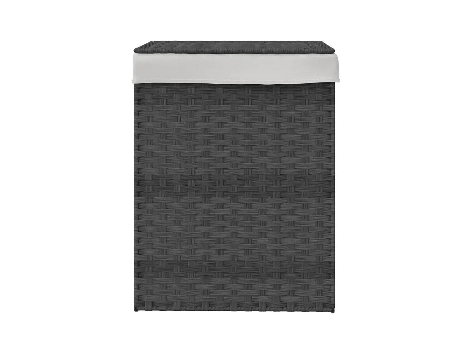 Panier à linge avec couvercle gris 46x33x60 résine tressée
