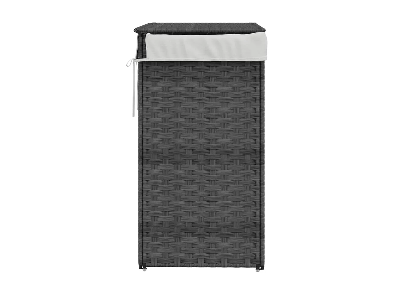 Panier à linge avec couvercle gris 46x33x60 résine tressée